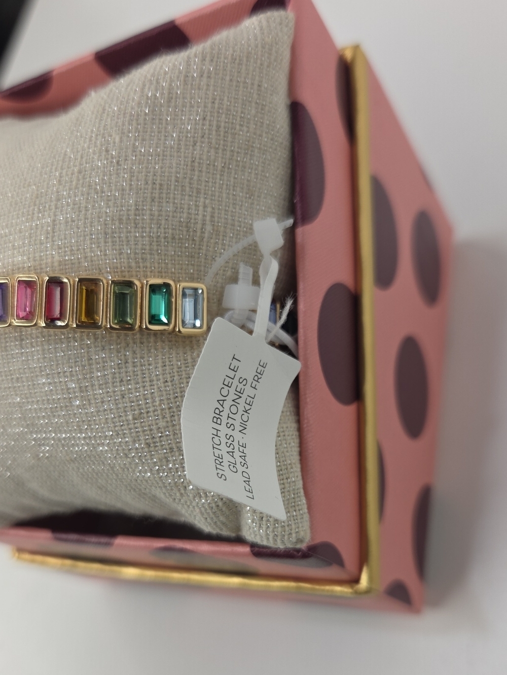 🌈▪️ Piper K▪️beautiful Multicolor Rhinestone Stretch Gold Bracelet - Picture 5 of 7